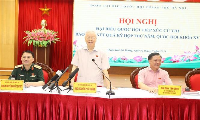 Tổng Bí thư Nguyễn Phú Trọng tiếp xúc cử tri Hà Nội sau Kỳ họp thứ 5, Quốc hội khóa XV